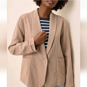 Pact Coastal Double Gauze‎ Blazer Stucco Women's Jacket Size XXL Organic Cotton